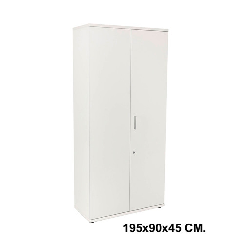 Armario con puertas rocada store, 195x90x45 cm. 4 estantes, blanco / blanco