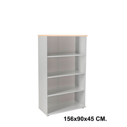 Armario sin puertas rocada store, 156x90x45 cm. 3 estantes, haya / aluminio