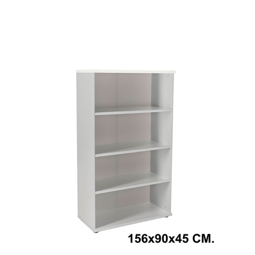 Armario sin puertas rocada store, 156x90x45 cm. 3 estantes, blanco / aluminio