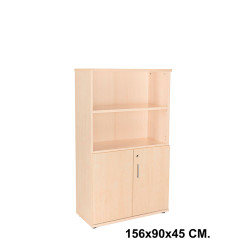 Armario con puertas bajas rocada store, 156x90x45 cm. 2 estantes, haya / haya