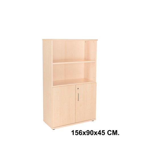 Armario con puertas bajas rocada store, 156x90x45 cm. 2 estantes, haya / haya