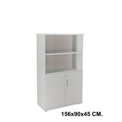 Armario con puertas bajas rocada store, 156x90x45 cm. 2 estantes, gris / aluminio
