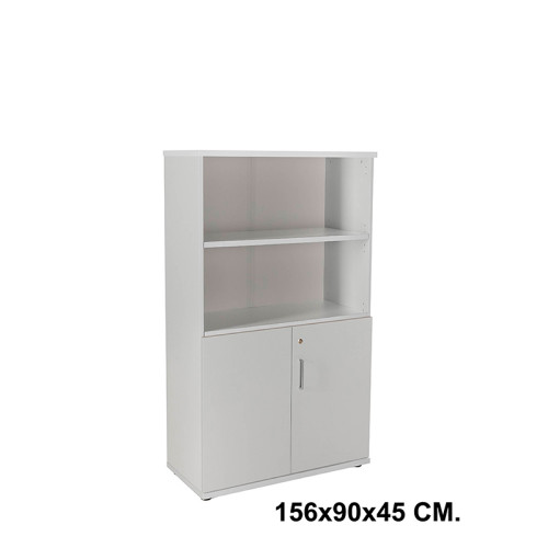 Armario con puertas bajas rocada store, 156x90x45 cm. 2 estantes, gris / aluminio