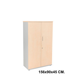 Armario con puertas rocada store, 156x90x45 cm. 3 estantes, haya / aluminio