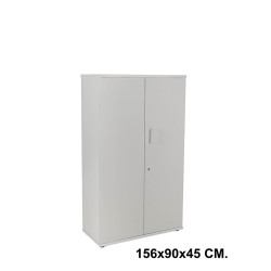 Armario con puertas rocada store, 156x90x45 cm. 3 estantes, gris / aluminio