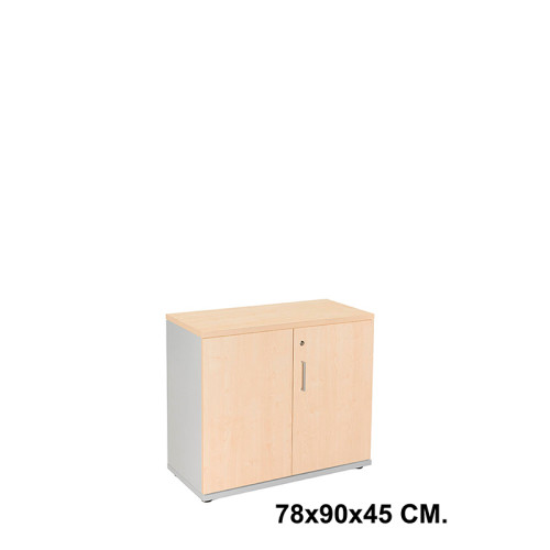 Armario con puertas rocada store, 78x90x45 cm. 2 estantes, haya / aluminio