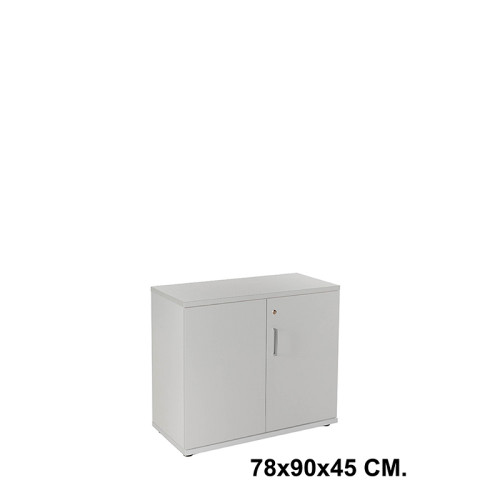 Armario con puertas rocada store, 78x90x45 cm. 2 estantes, gris / aluminio