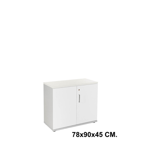 Armario con puertas rocada store, 78x90x45 cm. 2 estantes, blanco / aluminio