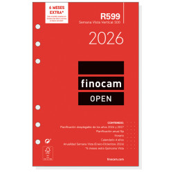 Recambio agenda finocam open 500, 117x181 mm. semana vista vertical