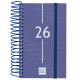 Agenda espiral finocam year e3, 79x127 mm. día página, tapas de polipropileno traslúcido, azul