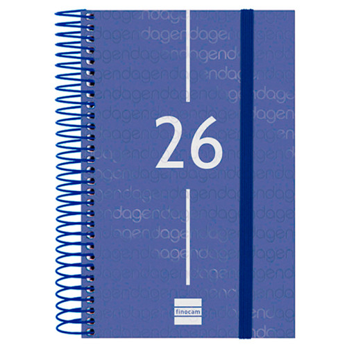 Agenda espiral finocam year e5, 117x181 mm. día página, tapas de polipropileno traslúcido, azul