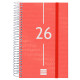 Agenda espiral finocam year e5, 117x181 mm. día página, tapas de polipropileno traslúcido, rojo