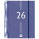 Agenda espiral finocam year e10, 155x212 mm. día página, tapas de polipropileno traslúcido, azul