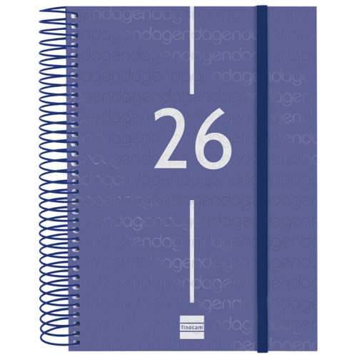 Agenda espiral finocam year e10, 155x212 mm. día página, tapas de polipropileno traslúcido, azul