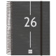 Agenda espiral finocam year e10, 155x212 mm. día página, tapas de polipropileno traslúcido, negro