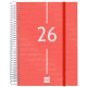Agenda espiral finocam year e10, 155x212 mm. día página, tapas de polipropileno traslúcido, rojo