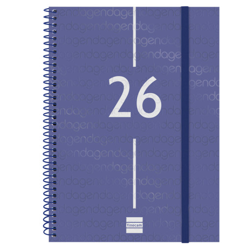 Agenda espiral finocam year e10, 155x212 mm. semana vista horizontal, tapas de polipropileno traslúcido, azul