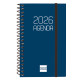Agenda espiral finocam opaque e3, 79x127 mm. semana vista horizontal, tapas de polipropileno opaco, azul