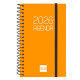 Agenda espiral finocam opaque e3, 79x127 mm. semana vista horizontal, tapas de polipropileno opaco, naranja