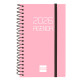 Agenda espiral finocam opaque e3, 79x127 mm. semana vista horizontal, tapas de polipropileno opaco, rosa