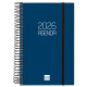 Agenda espiral finocam opaque e5, 117x181 mm. día página, tapas de polipropileno opaco, azul