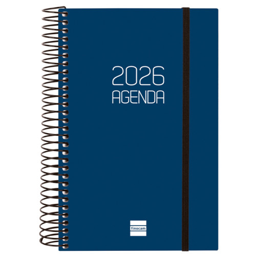 Agenda espiral finocam opaque e5, 117x181 mm. día página, tapas de polipropileno opaco, azul