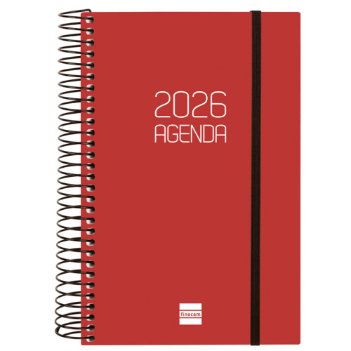 Agenda espiral finocam opaque e5, 117x181 mm. día página, tapas de polipropileno opaco, burdeos