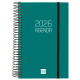 Agenda espiral finocam opaque e5, 117x181 mm. día página, tapas de polipropileno opaco, verde