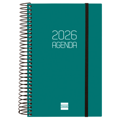 Agenda espiral finocam opaque e5, 117x181 mm. día página, tapas de polipropileno opaco, verde