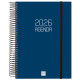 Agenda espiral finocam opaque e10, 155x212 mm. día página, tapas de polipropileno opaco, azul