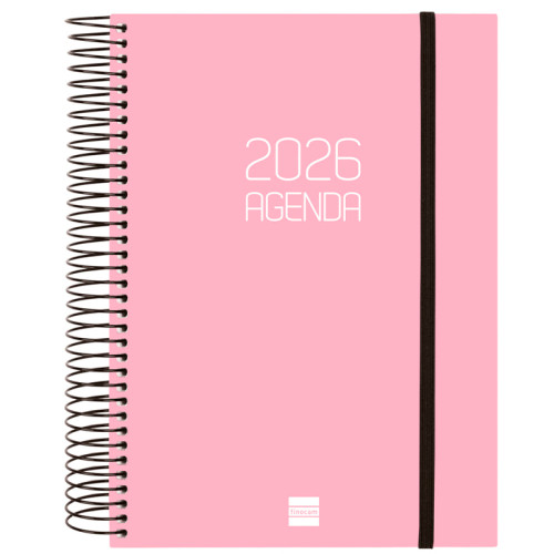 Agenda espiral finocam opaque e10, 155x212 mm. día página, tapas de polipropileno opaco, rosa