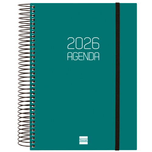 Agenda espiral finocam opaque e10, 155x212 mm. día página, tapas de polipropileno opaco, verde