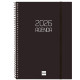 Agenda espiral finocam opaque e10, 155x212 mm. semana vista horizontal, tapas de polipropileno opaco, negro
