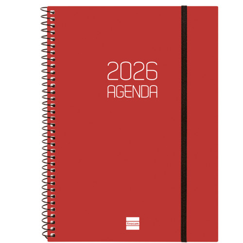 Agenda espiral finocam opaque e10, 155x212 mm. semana vista horizontal, tapas de polipropileno opaco, burdeos