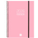 Agenda espiral finocam opaque e10, 155x212 mm. semana vista horizontal, tapas de polipropileno opaco, rosa