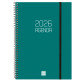 Agenda espiral finocam opaque e10, 155x212 mm. semana vista horizontal, tapas de polipropileno opaco, verde