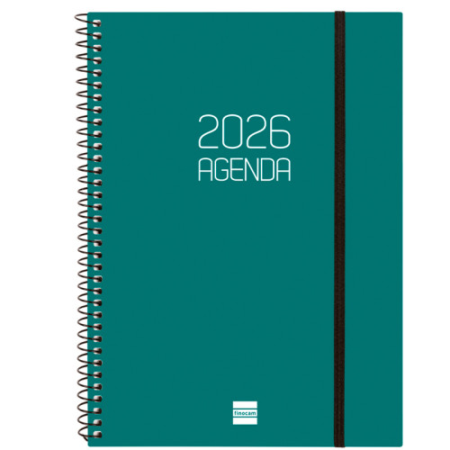 Agenda espiral finocam opaque e10, 155x212 mm. semana vista horizontal, tapas de polipropileno opaco, verde