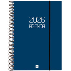 Agenda espiral finocam opaque e40, 210x297 mm. día página, tapas de polipropileno opaco, azul