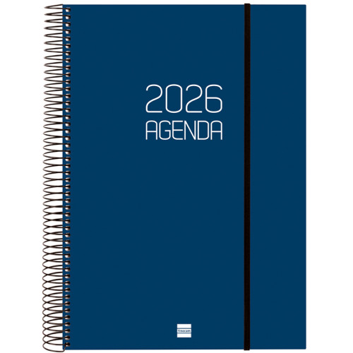 Agenda espiral finocam opaque e40, 210x297 mm. día página, tapas de polipropileno opaco, azul