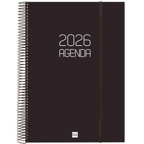 Agenda espiral finocam opaque e40, 210x297 mm. día página, tapas de polipropileno opaco, negro