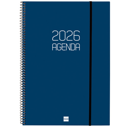 Agenda espiral finocam opaque e40, 210x297 mm. semana vista horizontal, tapas de polipropileno opaco, azul