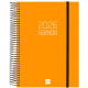 Agenda espiral finocam opaque e10, 155x212 mm. día página, tapas de polipropileno opaco, naranja