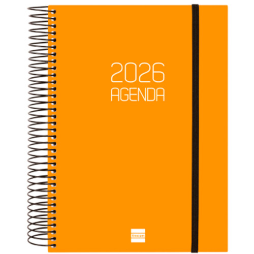 Agenda espiral finocam opaque e10, 155x212 mm. día página, tapas de polipropileno opaco, naranja