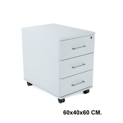Buck móvil rocada store, 60x40x60 cm. 3 cajones, gris / blanco