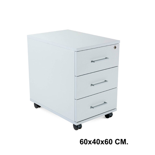 Buck móvil rocada store, 60x40x60 cm. 3 cajones, gris / blanco