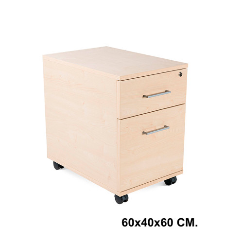 Buck móvil rocada store, 60x40x60 cm. 1 cajón + 1 cajón archivo, haya / haya