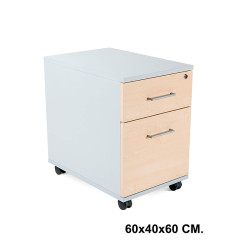 Buck móvil rocada store, 60x40x60 cm. 1 cajón + 1 cajón archivo, gris / haya