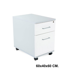 Buck móvil rocada store, 60x40x60 cm. 1 cajón + 1 cajón archivo, gris / blanco