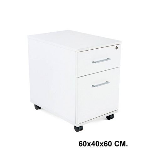 Buck móvil rocada store, 60x40x60 cm. 1 cajón + 1 cajón archivo, blanco / blanco