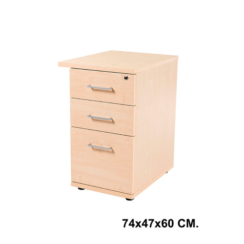 Buck rocada store, 74x47x60 cm. 2 cajones + 1 cajón archivo, haya / haya